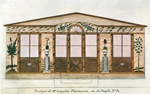 Fassadenmalerei der Apotheke Langlois, Paris, Frankreich, 1928