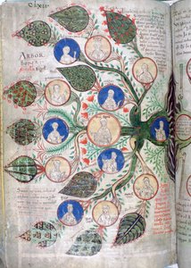 Stammbaum, eine Seite aus Liber Floridus, 12. Jahrhundert