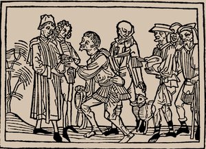 Bauern bei der Abgabe ihrer Steuern an die Grundherren, 1479