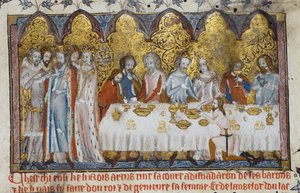 Festmahl am Hofe von König Artus, 13. Jahrhundert von Unbekannt