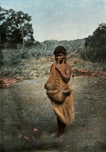 Femme Australienne Portant Son Enfant, Australische Frau trägt ihr Kind, 1900 von Unbekannt