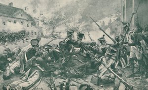 Kämpfe in den Straßen von Essling, 1809, 1896 von Unbekannt