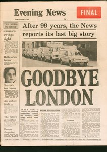 Letzte Ausgabe der Evening News Zeitung, 1980