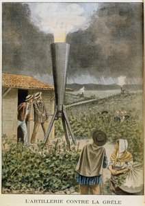 Abfeuern einer Kanone in die Wolken, um einen Hagelsturm zu verhindern