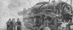 Abfeuern der 111-Tonnen-Kanone in Woolwich, Juni 1887