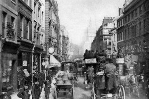 Fleet Street, gesehen von gegenüber dem Salisbury Court, London, 1880-1926/1927