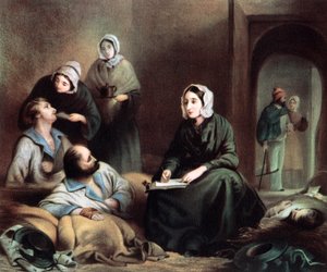 Florence Nightingale, britische Krankenschwester und Krankenhausreformerin, im Scutari-Krankenhaus, Türkei, 1855 von Unbekannt