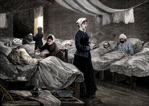 Florence Nightingale im Barackenkrankenhaus in Scutari, um 1880