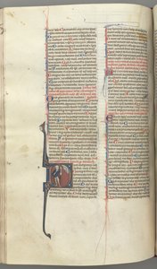 Fol. 222v, Psalm 52, historisierte Initiale D, ein Narr nackt bis auf einen Umhang, hält eine Blase..., ca. 1