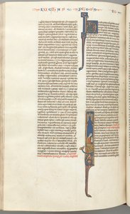 Fol. 425v, Johannes, historiierte Initiale I, Johannes sitzend schreibend, ca. 1275-1300