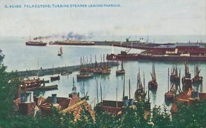 Folkestone: Turbinen-Dampfer verlässt den Hafen, spätes 19. - frühes 20. Jahrhundert