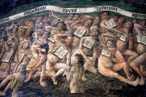 Frankreich, Tarn, Albi, Kathedrale Sainte-Cecile, Fresko des Jüngsten Gerichts, - (1474-Ende des 15. Jahrhunderts), der Abstieg in die Unterwelt, Detail