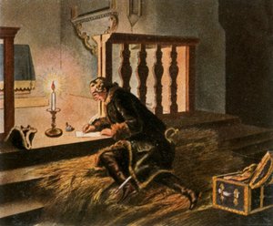 Friedrich II. in der Dorfkirche von Elsnig...nach der Schlacht bei Torgau, 3. November 1760, 1936 von Unbekannt