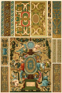 Französische Renaissance-Wandmalerei, polychrom bemalte Skulptur, Weberei und Bucheinbände, 1898 von Unbekannt