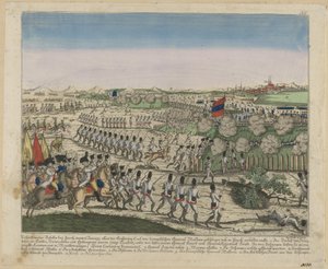 Französische und russische Truppen auf dem Zürichberg im Ersten Schlacht von Zürich, um 1810