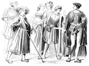 Französische Adlige und Frauen, ein Yeoman der Garde und ein Gentleman, 15. Jahrhundert, 1849