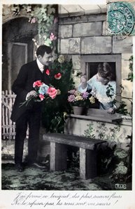 Französische romantische Postkarte, um 1900