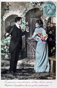 Französische romantische Postkarte, um 1900