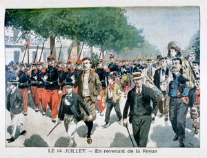 Französische Soldaten kehren von der Parade am 14. Juli zurück, 1901