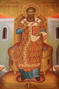 Fresko in der griechisch-orthodoxen Kirche des Heiligen Gregor Palamas, Thessaloniki, Griechenland