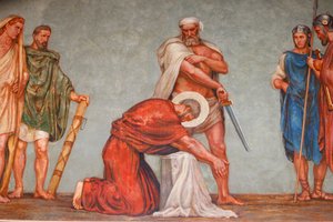 Fresko in der Sankt Paul Kirche: Martyrium des Heiligen Paulus, Lyon, Frankreich