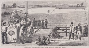 Garrett & Sons Doppelzylinder-Dampfpflugmaschine und Ausrüstung, um 1862 von Unbekannt