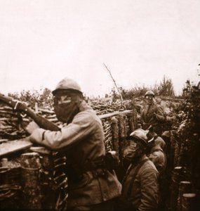 Gasalarm in den Schützengräben, Champagne, Nordfrankreich, 1916 von Unbekannt