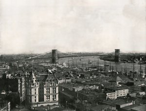 Gesamtansicht der Brooklyn Bridge, New York, USA, 1895