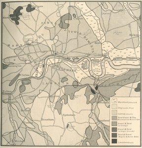 Geologische Karte des Standorts von London, 1908 von Unbekannt