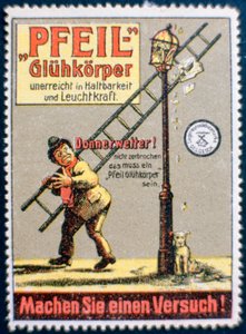 Deutsches Gasglühstrumpf-Werbeetikett von Unbekannt