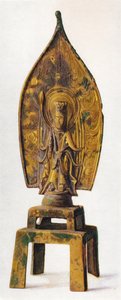 Vergoldete Bronzefigur von Kuan-Yin, 334 n. Chr., 1936 von Unbekannt