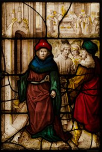 Glasplatte mit Profanation von Jerusalem und den heiligen Riten des Tempels