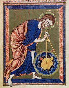 Gott, der göttliche Architekt. Illumination aus der Bible moralisée, Codex Vindobonensis 2554, ca. 1250 von Unbekannt