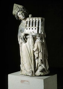 Gotische Kunst: Darstellung von Jean Tissandier, Bischof von Rieux-Volvestre als Stifter. Statue der Kapelle von Rieux in der Kirche der Cordeliers, geschaffen vom Meister von Rieux um 1333-1334. Polychrome Stein. Toulouse von Unbekannt