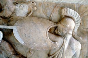 Griechischer Hoplit im Kampf gegen die Amazonen, 30 v. Chr. - 200 n. Chr.