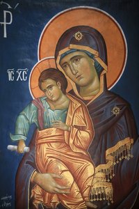 Griechisch-orthodoxe Ikone: Jungfrau und Kind, Thessaloniki, Griechenland