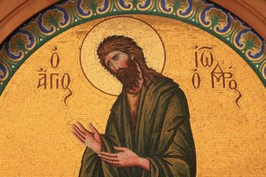 Griechisch-orthodoxe Ikone, die Johannes den Täufer darstellt, Thessaloniki, Griechenland von Unbekannt