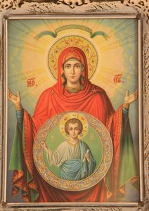 Griechisch-orthodoxe Ikone der Jungfrau und Christus