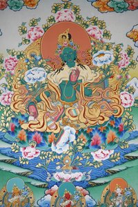 Grüne Tara, Symbol des Wohlstands. Kopan-Kloster, Kathmandu, Nepal