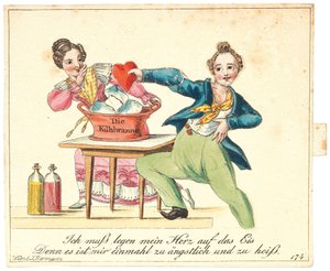 Grußkarte. Ich muss mein Herz auf Eis legen, da es zu ängstlich und zu heiß ist, nach 1815