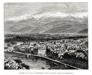 Grenoble vom Belledonne-Gebirge, Frankreich von Unbekannt