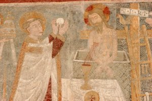 Gressan Magdalena romanische Kirche Fresko, Gressan, Italien