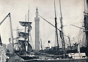 Grimsby - Blick auf die Docks, mit dem Hydraulikturm, 1895 von Unbekannt