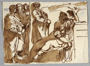 Gruppe mit Petrarca und Sappho auf dem Parnass nach Raphael Sanzio