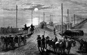 Bewachung einer Brücke über den Potomac, Amerikanischer Bürgerkrieg, um 1861-1880 von Unbekannt