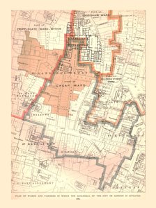 Guildhall City of London. Plan der Bezirke und Pfarreien, 1885, 1886 von Unbekannt