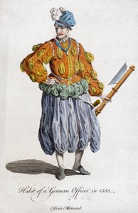 Kleidung eines deutschen Offiziers im Jahr 1588