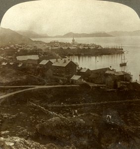 Hammerfest. Die nördlichste Stadt der Welt - kein Sonnenuntergang vom 13. Mai bis 29. Juli, Norwegen, ca. 1905 von Unbekannt