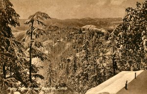 Starker Schneefall in der Nähe von Kasumti, Simla, ca. 1918-1939