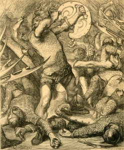 Hereward kämpft sich durch das normannische Heer, um 1890 von Unbekannt